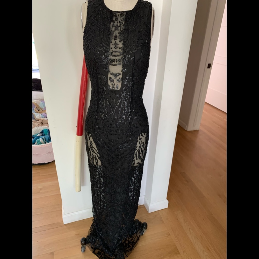 Rohit Gandhi + Rahul Khanna beaded mesh gown size4